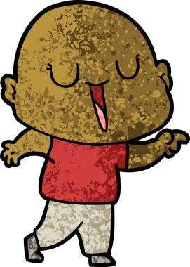 Bir insan tarafından çizilmiş mutlu, kel adam.