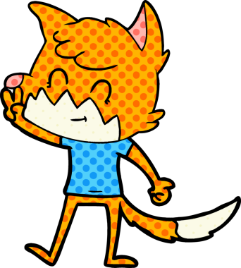 Bir insan tarafından çizilmiş çizgi film dostu tilki.