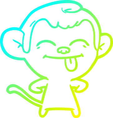 Bir insan tarafından çizilmiş komik bir çizgi maymunun soğuk eğim çizgisi.