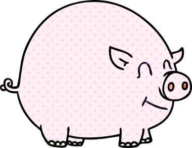 Bir insan tarafından çizilmiş çizgi roman tarzı tuhaf bir domuz.