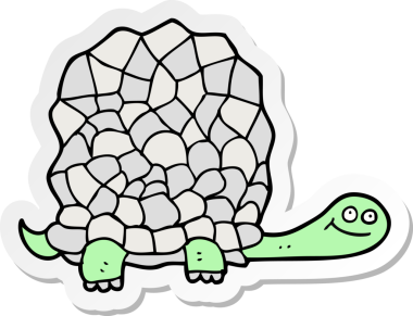 Bir insan tarafından çizilmiş karikatür kaplumbağasının çıkartması.