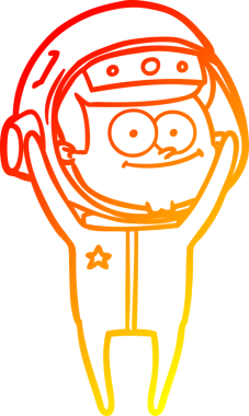 Bir insan tarafından çizilmiş mutlu bir astronot çizgi filminin sıcak gradyan çizimi