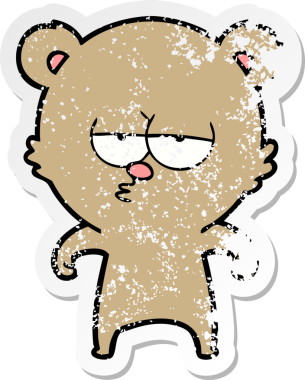 Bir insan tarafından çizilmiş sıkılmış bir ayı çizgi filminin sıkıntılı çıkartması.