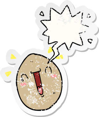 çizgi film mutlu yumurta konuşma baloncuğu sıkıntılı eski çıkartma bir insan tarafından çizilmiş