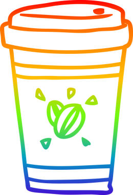 gökkuşağı gradyan çizgisi bir insan tarafından çizilmiş kahve fincanı