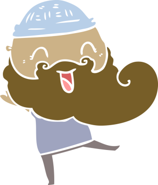 Bir insan tarafından çizilmiş mutlu sakallı adam.