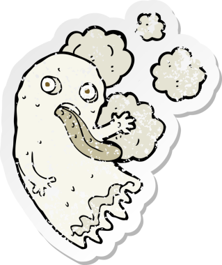 Bir insan tarafından çizilmiş karikatür bir hayaletin gerilmiş çıkartması.