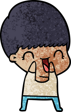 Bir insan tarafından çizilmiş mutlu çizgi film çocuğu.