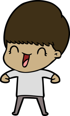 Bir insan tarafından çizilmiş mutlu çizgi film çocuğu.