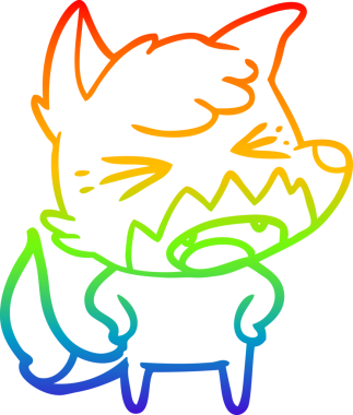 Bir insan tarafından çizilmiş kızgın bir tilkinin gökkuşağı gradyanı çizimi