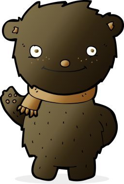 Bir insan tarafından çizilmiş şirin siyah ayı.