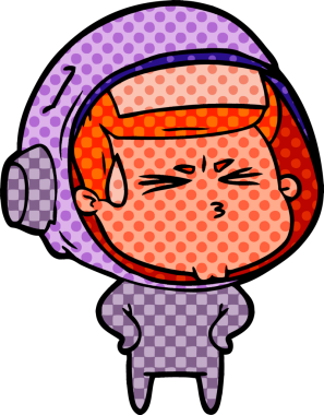 Çizgi film bir insan tarafından çizilmiş astronot.