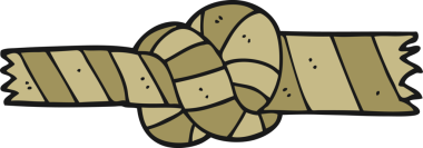 bir insan tarafından çizilmiş düğümlü bir ip.