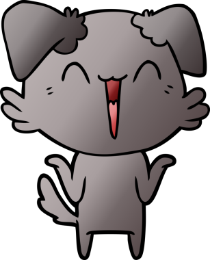 Bir insan tarafından çizilmiş küçük mutlu köpek çizgi filmi.