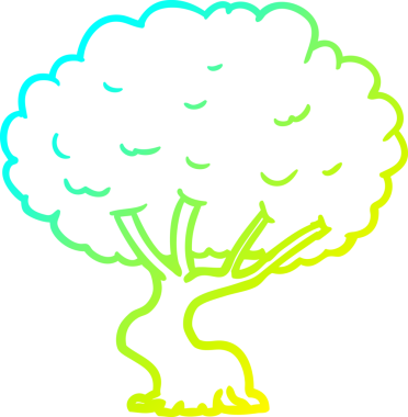 Bir insan tarafından çizilmiş bir karikatür ağacının soğuk gradyan çizimi