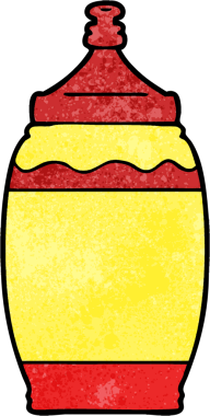 Bir insan tarafından çizilmiş ketçap şişesi.