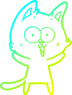 Bir insan tarafından çizilmiş komik çizgi film kedisinin soğuk gradyan çizgisi.