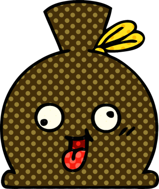 Bir insan tarafından çizilmiş bir çuval karikatürü.