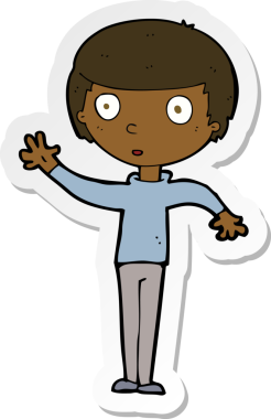 Bir insan tarafından çizilmiş bir çizgi film karakterinin çıkartması.