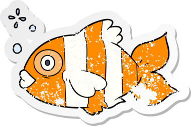 Bir insan tarafından çizilmiş egzotik bir balığın sıkıntılı çıkartması.