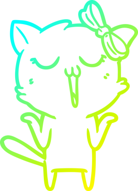 Bir insan tarafından çizilen çizgi film kedisinin soğuk gradyan çizgisi.