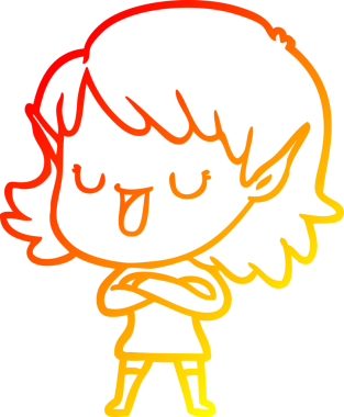 Bir insan tarafından çizilmiş çizgi film karakteri bir elf kızı çizimi