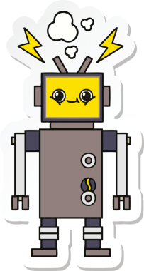 Bir insan tarafından çizilmiş şirin çizgi film robotunun çıkartması.