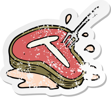 Bir insan tarafından çizilmiş bir bifteğin sıkıntılı çıkartması.