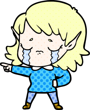 Bir insan tarafından çizilmiş ağlayan elf kızı.