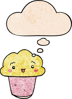 Bir insan tarafından çizilmiş, üzerinde düşünce kabarcığı olan çizgi film keki.