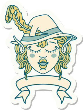 Şarkı söyleyen bir elf karakterinin çıkartması. İnsan tarafından çizilmiş bir pankartımız var.