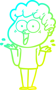 Bir insan tarafından çizilmiş mutlu bir adamın soğuk çizgi çizimi.