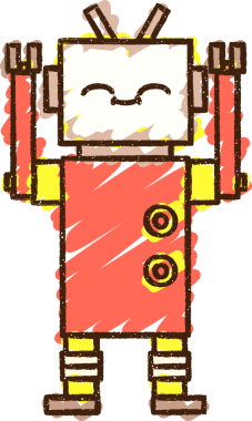 Bir insan tarafından çizilen robot tebeşiri.