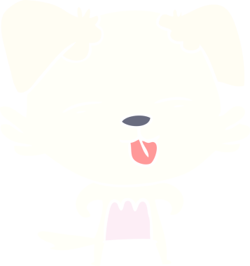 Bir insan tarafından çizilmiş düz renkli çizgi film köpeği.