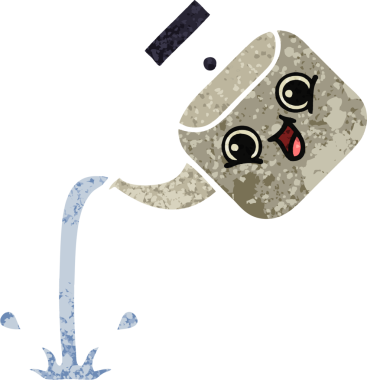 Bir insan tarafından çizilmiş bir çaydanlığın retro çizim tarzı karikatürü