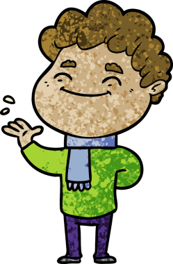 Bir insan tarafından çizilmiş çizgi film dostu bir adam.