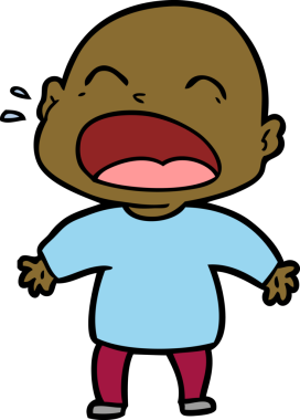 Bir insan tarafından çizilmiş kel adam diye bağıran çizgi film.