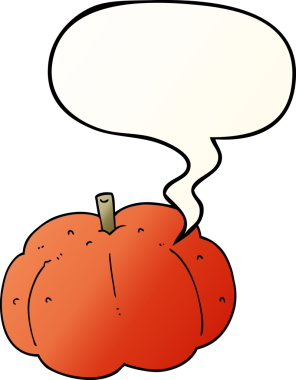 bir insan tarafından çizilmiş dil baloncuklu çizgi film balkabağı.