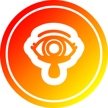 Mistik göz yaşları içinde, bir insan tarafından çizilmiş, sıcak eğimli, dairesel kan simgesi.