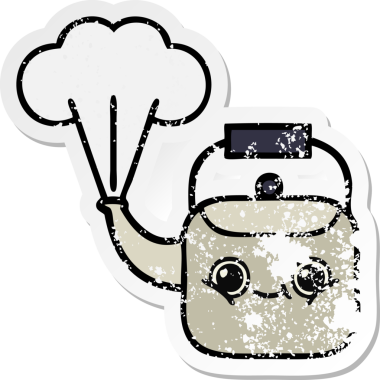 Bir insan tarafından çizilmiş dumanı tüten tatlı bir karikatür çıkartması.