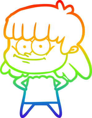 Bir insan tarafından çizilmiş gülümseyen bir karikatür çizimi.