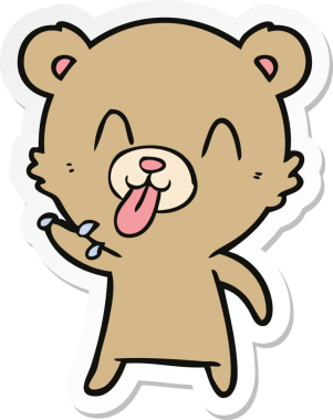 Bir insan tarafından çizilmiş kaba bir çizgi film ayısının çıkartması.