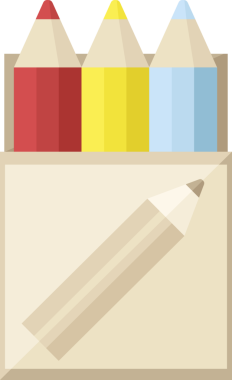 Bir insan tarafından çizilmiş renkli kalem paketi grafik vektör resimleme simgesi