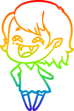 Gökkuşağı gradyan çizgi çizimi Bir insan tarafından çizilmiş gülen vampir kız çizgi filmi