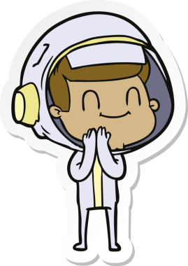 Bir insan tarafından çizilmiş mutlu bir astronotun çıkartması.