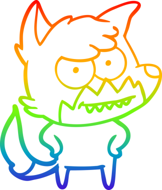 Bir insan tarafından çizilmiş sırıtan tilki çizgi çizimi.