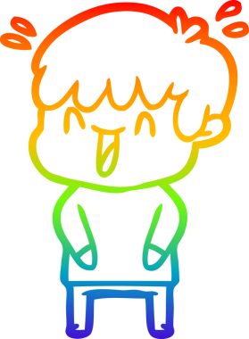 Gökkuşağının gradyan çizimi bir insan tarafından çizilmiş bir çizgi film karakteri.