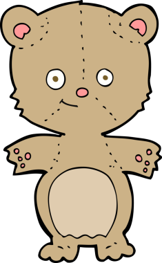 Bir insan tarafından çizilmiş mutlu oyuncak ayı.