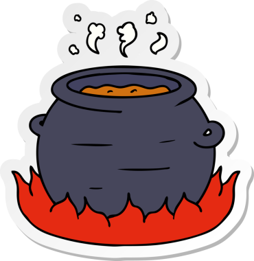 Bir insan tarafından çizilmiş bir tencere güvecin el çizimi karikatür karikatürü