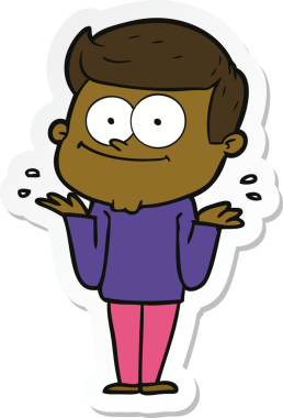 Bir insan tarafından çizilmiş mutlu bir adamın çıkartması.